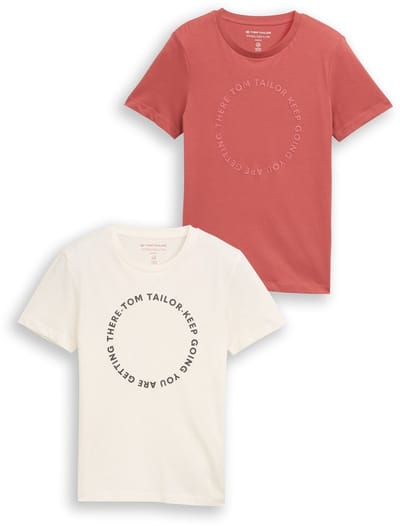 Tom Tailor - Slim fit T-shirt in 2-pack - Maat 152 - faded red