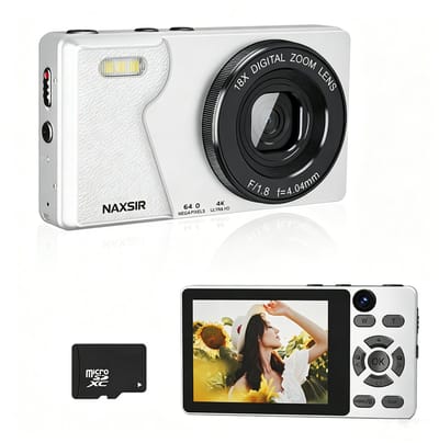NAXSIR Retro CCD camera met autofocus, filters en selfie-functie – compacte digitale camera inclusief 32GB SD-kaart