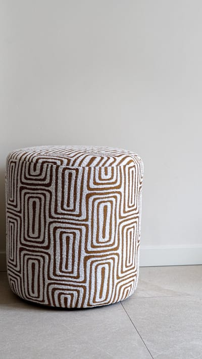Poufue - Luxe Poef met Print - Dizzy Gold - Tall Round