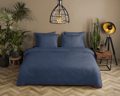 HIP dekbedovertrek effen kleur - 2 persoons 200x200/220 cm - Donkerblauw - 100% Katoen satijn