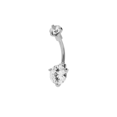 Lucardi - Dames Stalen navelpiercing met zirkonia - Piercing - Staal - Zilverkleurig
