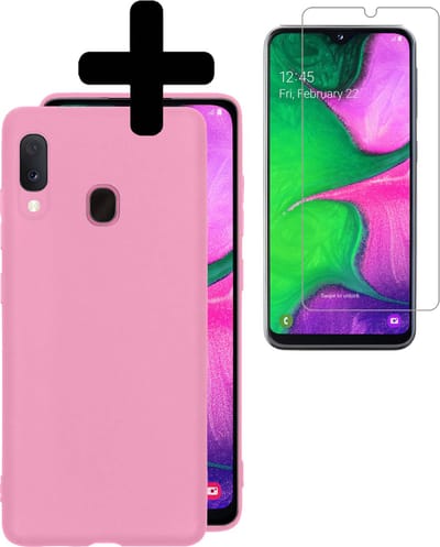 Hoesje - Met Screenprotector - Geschikt voor Samsung Galaxy A20e - Sterk & Shockproof - Back Cover - Siliconen Case - Telefoon Hoes - Telefoonhoesjes - Rood