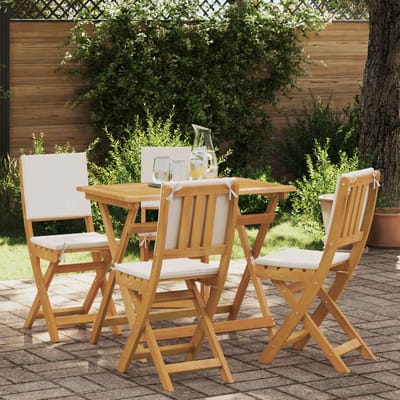 vidaXL - Bistrostoelen - voor - buiten - 4 - st - Crèmewit - Massief - Acacia - Hout