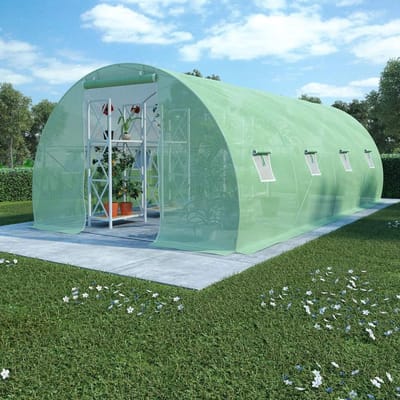 Broeikas Tunnelkas - Plantenhuis Kweekkas - Planten Beschermen - Verstevigd PE Netweefsel - 600x300x200 cm - Groen