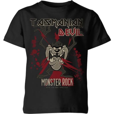 Looney Tunes Tasmanian Devil Monster Rock Kinder T-shirt - Zwart - 134/140 (9-10 jaar)