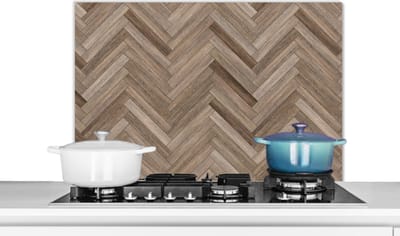 Spatscherm keuken 90x60 cm - Kookplaat achterwand Patronen - Hout - Bruin - Muurbeschermer - Spatwand fornuis - Hoogwaardig aluminium