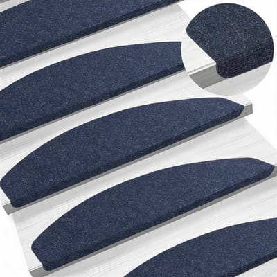 vidaXL - Zelfklevende - trapmatten - 15 - st - 80 - x - 28 - x - 3,5 - cm - Blauw - Viltstof