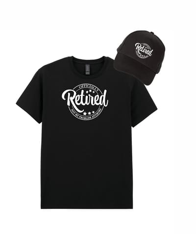 Mijncadeautje - Voordeel Cadeauset - T-shirt van 100% katoen en Pet van 100% dik geborsteld katoen - Retired - Pensioen - T-shirt maat S