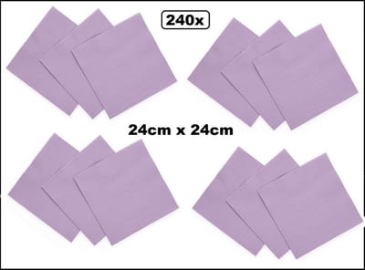 240x Servetten lila 24cm x 24cm - 3 laags - Cocktail servet diner eten knoeien restaurant BBQ thema feest verjaardag feest WK