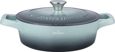 Swiss Haus® ZLC28G Hapjespan Inductie met Deksel - Ø 28 cm / 3.9 Liter - PFAS Vrij - Hapjespannen Voor Alle Warmtebronnen - Braadpan Met Sapphire™ Antiaanbaklaag - Groen