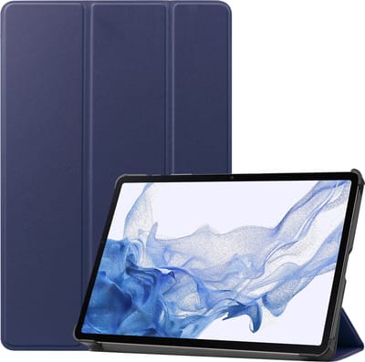 Hoesje - Geschikt voor Samsung Galaxy Tab S10 Plus - Dun & Stevig - Hard Cover Case - Trifold Bookcase Hoes - Met Uitsparing Geschikt voor S Pen - Hardcover Book - Tablethoes - Donkerblauw