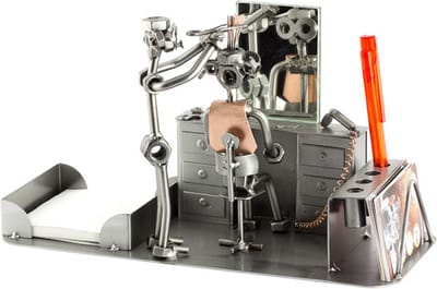 Metalen bureau Set kapper/ kapsalon - Bureau accessoires Set - moeren en bouten - Office Desk Organizer Set - handgemaakte bureau set - Manager Gift - verjaardagscadeau