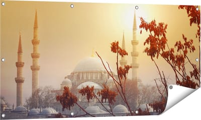 Gards Tuinposter Suleymaniye Moskee in Istanbul - 120x60 cm - Tuindoek - Tuindecoratie - Wanddecoratie buiten - Tuinschilderij