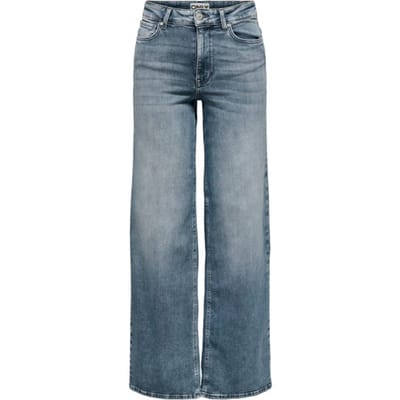 Only blauwe dames jeans   High waist   Madison   Stonewash wassing   Wide leg fit   5-Pocket zakken   Knoop- en ritssluiting   High waist Blauw M/30