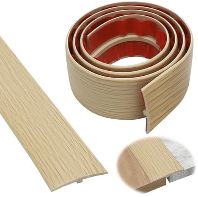 Zelfklevend T-profiel overgangsprofiel van 2M x 10CM voor vloerhoogteverschillen, ideaal voor laminaat en parketvloeren, met een stijlvolle afwerking in houtlook