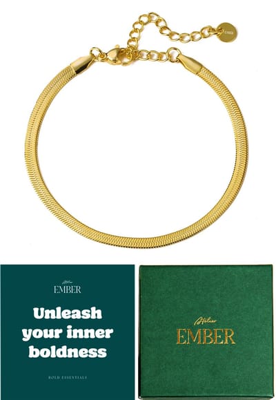 Atelier Ember - Armband Dames Schakel Handgemaakt - Inner Boldness - Nikkelvrij - 19CM+1.5CM - Luxe Groene Sieradendoos Giftset - Huwelijkscadeau - Verjaardag Cadeau Vrouw, Moeder, Mama, Vriendin - Geschenkset - Cadeautje voor haar