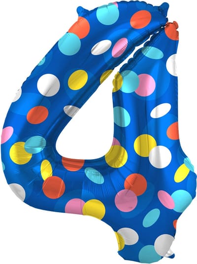 Folat - Folieballon Cijfer 4 Colorful Dots - 86 cm