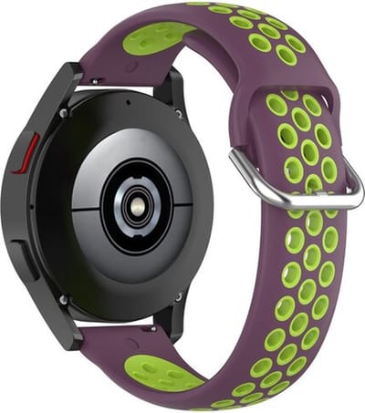 By Qubix Siliconen sportbandje met gesp 20mm Paars + groen Geschikt voor Samsung Galaxy Watch 7 (40 & 44mm) Galaxy Watch FE Galaxy Watch 6 Galaxy Watch 6 Pro Galaxy Watch 5 5 Pro Galaxy Watch 4 4 Classic Active 2 Watch 3 (41mm)
