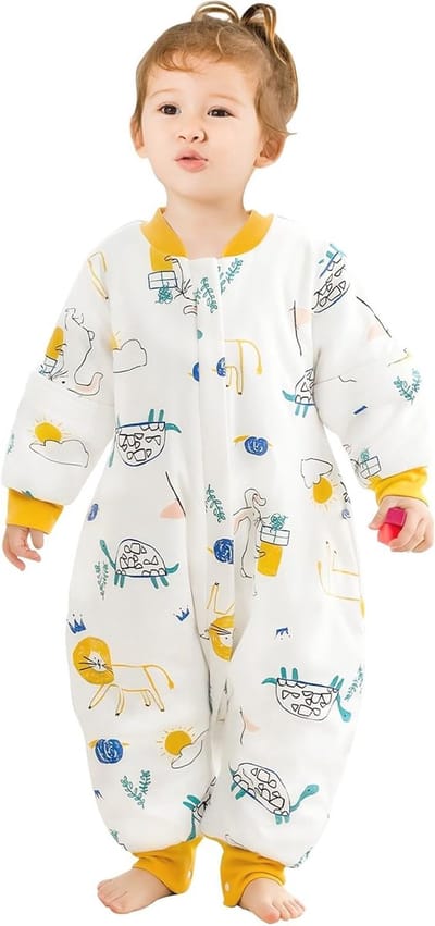 Katoenen Babyslaapzak met Voeten en Afneembare Mouwen voor 6 Maanden tot 3 Jaar - Veilig en Comfortabel