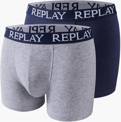 Replay - Boxershorts - Katoen - Stretch - Grijs/blauw - 2 stuks - Maat L