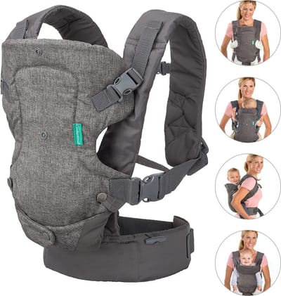 DTC Draagzak 4-In-1 Baby Carrier - Ergonomische Draagzakken voor Peuters Rugzak Schouderdraagzak voor Baby's Verstelbare voor- en achterkant Draag voor Pasgeboren 3 Maanden tot 3 Jaar (3-20kg) (Grijs)