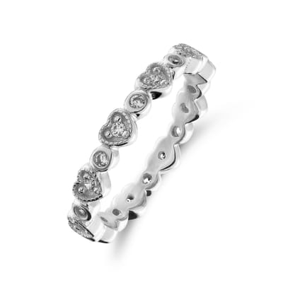 Lucardi Kinder Zilveren ring hartjes zirkonia - Ring - 925 Zilver - Zilverkleurig - 12.50 / 40 mm