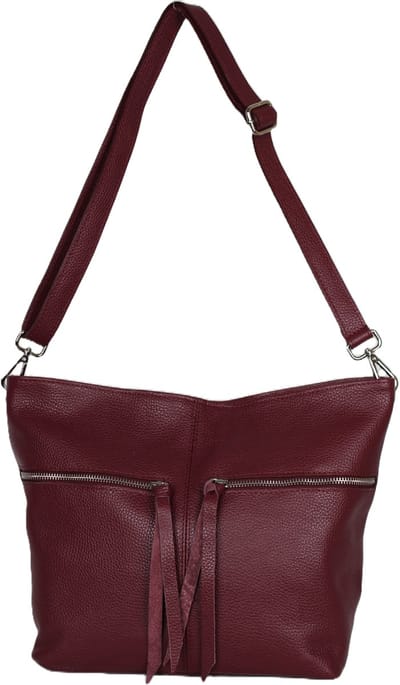 AmbraModa GLX06 - Dames Schoudertas - Crossbodytas - Italiaanse tas van echt leer - Bordeaux