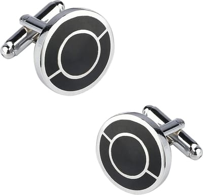 Fako Bijoux - Manchetknopen Rond - Zwart - Halfom - 18mm - Zilverkleurig