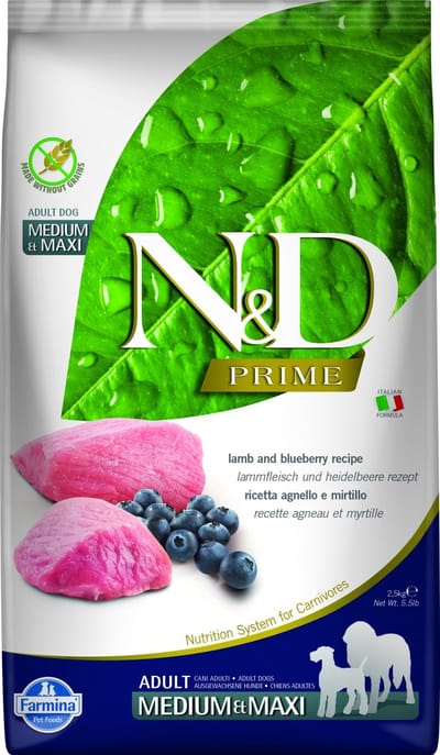 Farmina N&D Prime Adult Medium & Maxi - Lamb and Blueberry - 2,5 kg