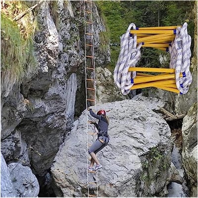 Veiligheidsladder Touwladder - Noodladder Evacuatie - Snelle Ontsnapping - Vlamvertragend Antislip - 12 Meter - Wit