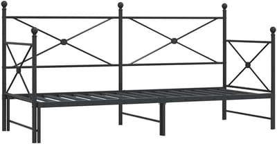 Slaapbank met onderschuifbed - Bankbed gastenbed - Logeren slapen - Uitschuifbaar metaal - 90x190cm - Zwart
