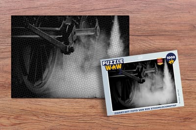 Puzzel Zwart-wit foto van een stoomtrein - Legpuzzel - Puzzel 1000 stukjes volwassenen
