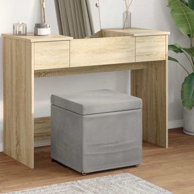 vidaXL - Kruk - Lichtgrijs - 41 - x - 41 - x - 40 - cm - Velvet - en - Geengineerd - Hout