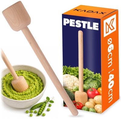 KADAX houten stamper, 40 x 6 cm, zuurkoolstamper, stamper voor het fermenteren van zuurkool, aardappelstamper, houten stamper, handstamper, houten stamper