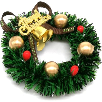 Poppenhuis Accessoires 6cm Kerst Miniatuur Deurkrans Kerstkrans Decoratie Tuin beige