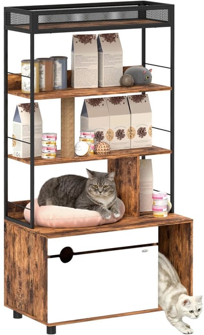 Kattenbak Kast - Kattenkast - Kattenmeubel - Kast - Kattenhuis - Opbergkast - Kattenbakkast - 80 x 48 x 152 cm