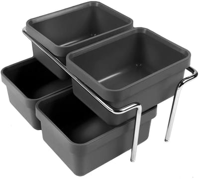 Verchroomde houder PTCKIT PV met 4 kleine containers voor Metropolis afvalbak