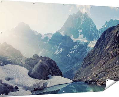 Gards Tuinposter Landschap berg meer - 180x120 cm - Tuindoek - Tuindecoratie - Wanddecoratie buiten - Tuinschilderij