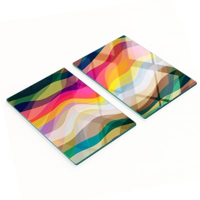 Decoratieve snijplanken van gehard glas met abstract golfmotief, 2x40x52 cm