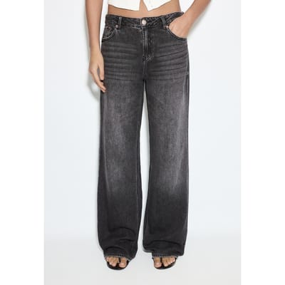 Stradivarius D91 Jeans low wide leg  ZWARTE DENIM WASSING 32