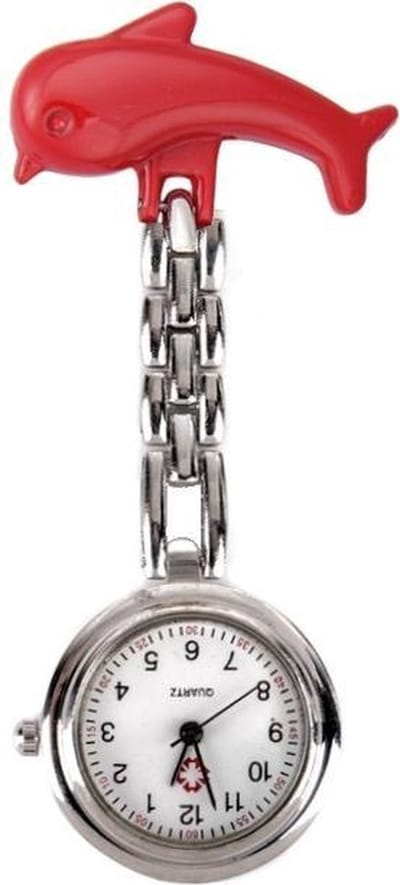 Fako® - Verpleegstershorloge - Zusterhorloge - Verpleegster Horloge - Dolfijn - Rood