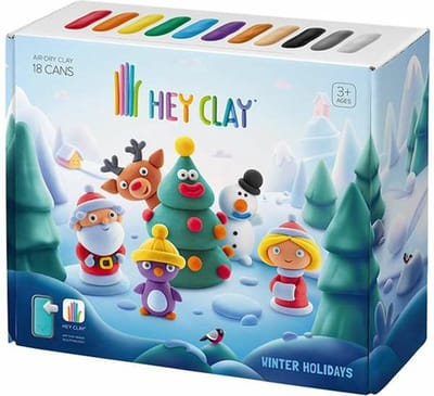 Plasticine Spel Bizak Hey Clay Winter Holidays Kerstmis Potjes x 18