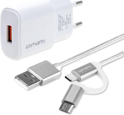 4smarts VoltPlug Oplader met ComboCord Kabel Wit