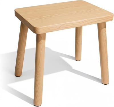 Massief Houten Opstap - Vierkant Krukje - Veilig Bereiken - Hoge Draagkracht - 34 Cm Hoog - Houtkleurig