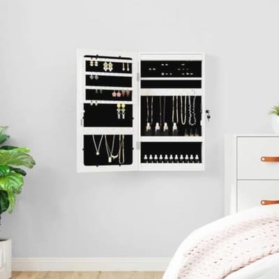Sieradenkast met Spiegel en LED Verlichting - Wandgemonteerde Organiser