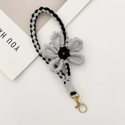 1pc Porte-clés Fleur Crocheté Main & Breloque de Téléphone Matériau Fil Coloré, Design Floral Décoratif, Organisateur de Clés Festif Cadeau de Noël pour Femmes