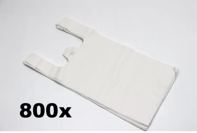 Hemddraagtassen HDPE wit 19 mic. 250 + 120 x 450 mm - 800 stuks Plastic zakken - Knoopzakken-Plastiek zakjes - Draagtassen - Boodschappentas - T-Shirt Bags - Sacs en plastique