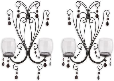 Wand Sconces - Kaars Sconces - Sfeerverlichting Creëren - Glas en Metaal - 3 ponden - Zwart