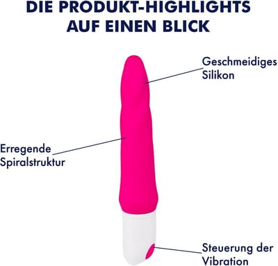 EIS, klassieke vibrator, vibrator met spiraalstructuur, 22,5 cm, waterdicht, huidvriendelijke siliconen