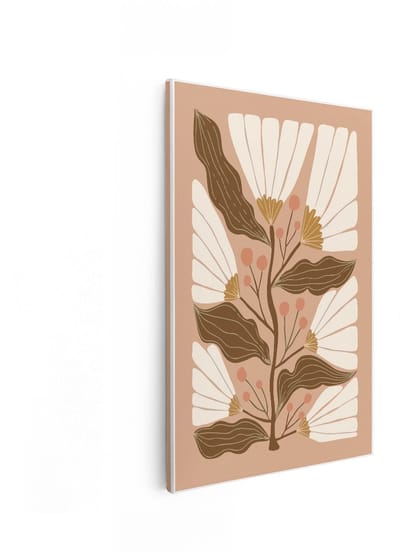 Artaza Canvas Schilderij Abstract Bloemen - 60x90 cm - Wanddecoratie Boho - Muurdecoratie Woonkamer - Decoratie Aardetinten Bohemien